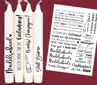 DIN A4 - Tattoofolie - Mädelsabend / Essenseinladung - für Kerzen / Keramik