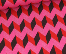 Bio-Jacquard - 3Farb Spezial Jacquard Jersey - Zig Zag - Glory - Glitzer - Pink - Hamburger Liebe