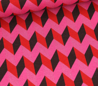 Bio-Jacquard - 3Farb Spezial Jacquard Jersey - Zig Zag - Glory - Glitzer - Pink - Hamburger Liebe
