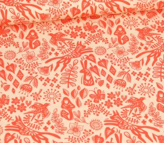Bio-Baumwoll Satin - Webware - Forest - Pretty & Pure - Ecru - Hamburger Liebe