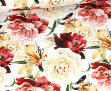 Musselin - Muslin - Double Gauze - Bedruckt - Watercolor Love - Roses & Lilies - Weiß