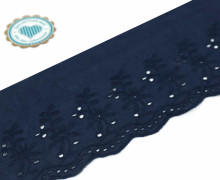 1m Spitzenborte - Bordüre - Stickerei - 90mm - Blumen - Nachtblau