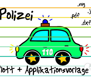 Engelinchen Plotterdatei + Applikationsvorlage Polizei Polizeiauto