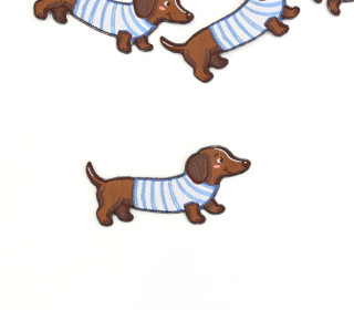 Patch zum Aufbügeln - Dackel - Streifen/Blau - vielfältig nutzbar - Wunschgeschenk