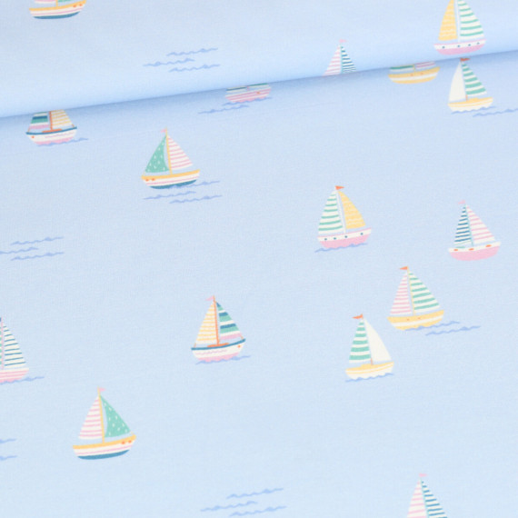 Modal Jersey - Sailboats - Hellblau - abby and me