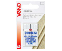 1 Zwillings-Nähmaschinennadel - Universal - 130/705 H ZWI 2,5mm - 80 - Schmetz - Silber