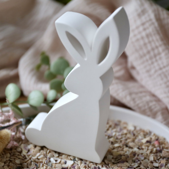 Silikon - Gießform - Eleganter Osterhase - Buchstütze - Dekohase - schaut nacht links - vielfältig nutzbar