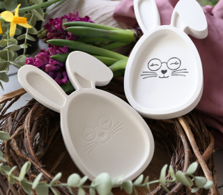 Silikon - Gießform - Dekoteller - Osterhase - Süßes Häschen - mit Knickohr - vielfältig nutzbar