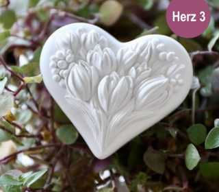 Silikon - Gießform - Herz mit Blumen - 9 Krokusse - Herz 3 - vielfältig nutzbar