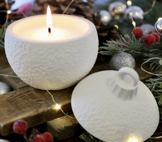 Silikon - Gießform - Besondere Christbaumkugel - Vereist - Dose - mit Deckel - Kerzengefäß - 7oz - mit Manschette - offizieller Partner von Boowan Nicole - vielfältig nutzbar