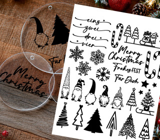 Rub-On Sticker - Weihnachtliche Gnome - perfekt für Acrylplatten - Tante Henni Rubon - vielfältig nutzbar