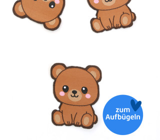 1 Label - Patch zum Aufbügeln - Teddy - Braun