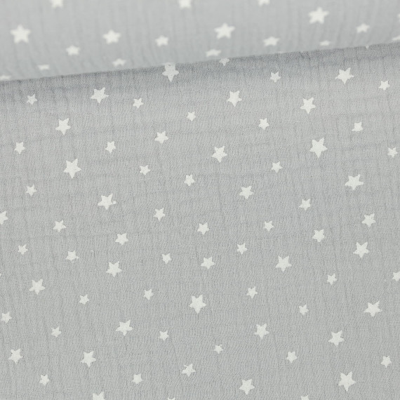 Baumwolle Musselin Musselin Sterne Grau Musselin Sterne Grau