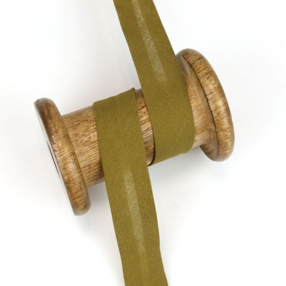 3 Meter Schrägband - Baumwolle - Olivbraun - Uni - 2cm x 3m - Zugeschnitten