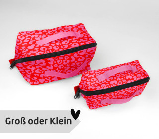 DIY-Nähset - Kosmetiktasche - Binz - Leo Love - Pink - GRÖSSENAUSWAHL - abby and amy