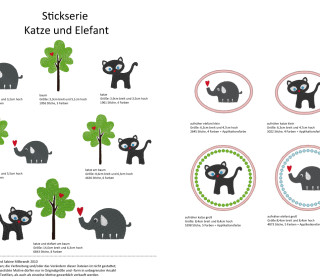 Stick Datei -   Katze und Elefant Stickserie