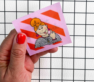1 Flippatch - 1 Label = 2 Motive - Kippen - Wechselmotiv - zum Aufnähen - Cherry Picking - freches Girl/don't overthink it!