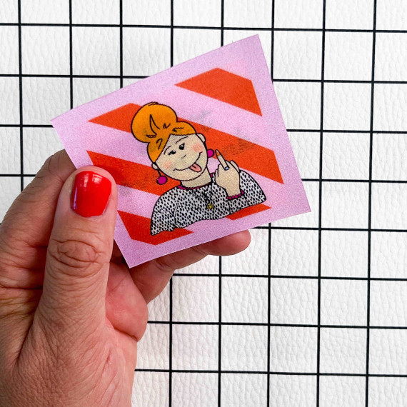 1 Flippatch - 1 Label = 2 Motive - Kippen - Wechselmotiv - zum Aufnähen - Cherry Picking - freches Girl/don't overthink it!
