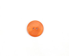 1 Perlmuttknopf - Rund -  15mm - 2-Loch - Orange