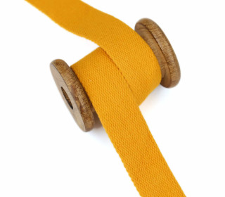 1m Weiches Gurtband - Uni - Baumwolle - 30mm - Stärke 2,0mm - Dunkelgelb