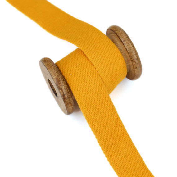 1m Weiches Gurtband - Uni - Baumwolle - 30mm - Stärke 2,0mm - Dunkelgelb