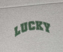 Sommersweat - Lucky - Schriftzug - Grün - Paneel - Grau Meliert - abby and me