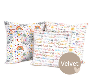 Kissenstoff - DIY - Kissen-Set - Bunt wie das Herz eines Kindes - Weiß - Frittendesign - Velvet - abby and amy