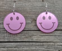 1 Paar Ohrringe - Freundliche Gesichter - Runde Augen - super leicht - Rosa - Spiegel - Namensklang