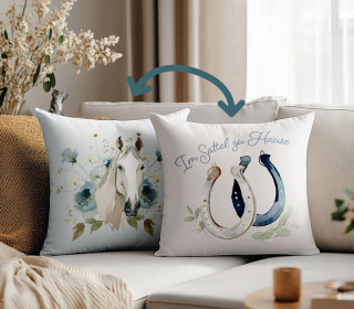 Genähtes Kissen inkl. Inlet - Pferde - Im Sattel Zu Hause - Mein Hanseherz