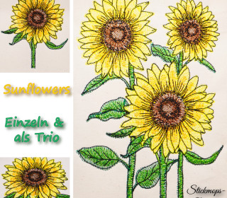 Stickdatei Set Sunflowers (div. Größen)