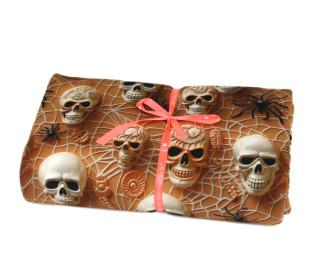 2,15m Zuschnitt - French Terry - Spiders & Skulls - Rostorange
