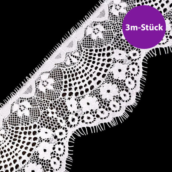 3 m Französische Spitze - Weich - 9,0cm - Weiß