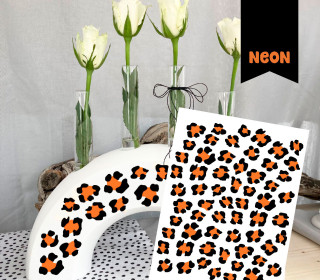 Neon Rub-On Sticker - Leo Muster - Orange - Tante Henni Rubon - vielfältig nutzbar