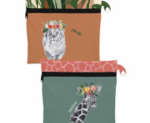 DIY-Nähset - 2 Wetbags - Softshell - Löwe und Giraffe - Blumen