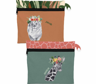 DIY-Nähset - Wetbag - Softshell - Löwe und Giraffe - Blumen