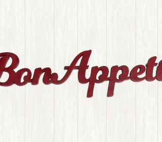 Holzschriftzug - Bon Appetit - Wanddeko - Dkl.Rot