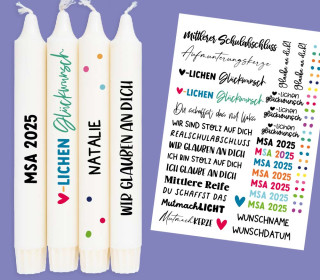 DIN A4 - Tattoofolie - Mittlerer Schulabschluss (MSA) - Motivation - für Kerzen / Keramik