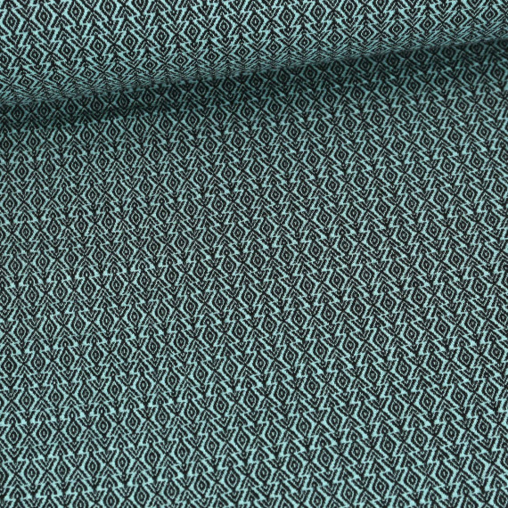 Bio-Elastic Minijacquard Jersey - 3D - Field Knit - Western Fairy Tales - Hamburger Liebe - Pastelltürkis/Schwarz