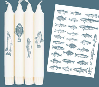 DIN A4 - Tattoofolie - Antique Fish - für Kerzen / Keramik