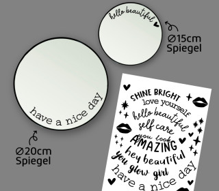 Rub-On Sticker - Mirror Affirmations - Schwarz - für Spiegel - Tante Henni Rub-Ons - vielfältig nutzbar