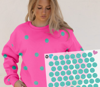 Onkel Bo's Bügelbilder - DIN A4 - Konfetti - Punkte - Glitzer Optik - Türkis