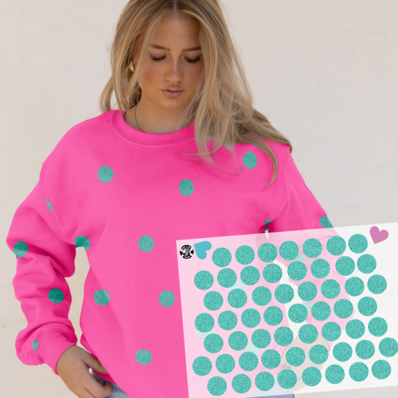 Onkel Bo's Bügelbilder - DIN A4 - Konfetti - Punkte - Glitzer Optik - Türkis