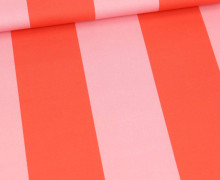 Webware - Feste Baumwolle - Half Panama - Big Fat Stripes - Orangerot/Rosa - abby and me