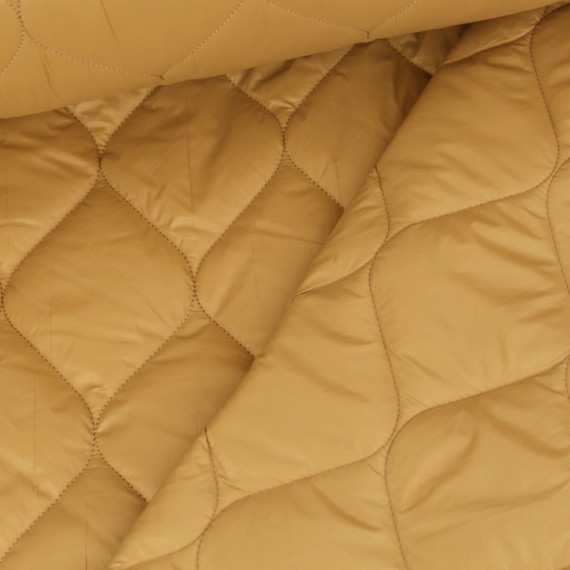 Steppstoff Stepper Uni Wattiert Rundliche Rauten Beigebraun