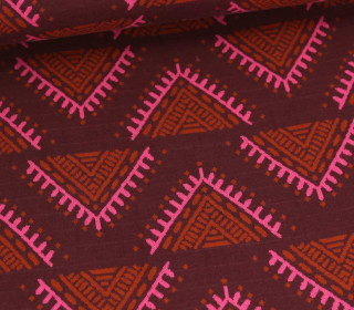 Bio-Jacquard - 3 Farb Spezial Jacquard Jersey - Camp Site - Western Fairy Tales - Bordeaux/Pink - Hamburger Liebe