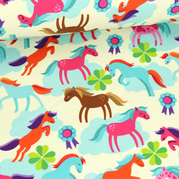 Bio-Sommersweat - French Terry - Life Is A Ponyfarm - Classics - Ecru - Hamburger Liebe