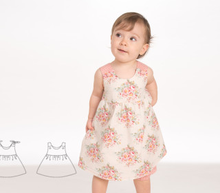 Babykleid Hängerchen Schnittmuster pdf. Kleid für Mädchen und Baby Schürzenkleid mit Passe Gr. 56 bis 98 als Ebook CLARA von Patternforkids