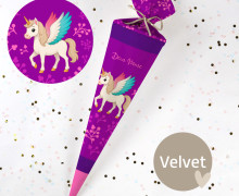 DIY-Nähset Schultüte - Süßes Einhorn - Lila - Velvet - zum selber Nähen
