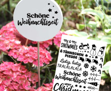Rub-On Sticker - Weihnachtssprüche - für die Gießform - Kreis auf Stange - Kreis Mittel - Tante Henni Rub-Ons - vielfältig nutzbar