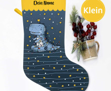 DIY-Nähset - Nikolaussocke - KLEIN - Softshell - RoboTreeRex - Dunkelblau/Gelb - Katzengold Designs